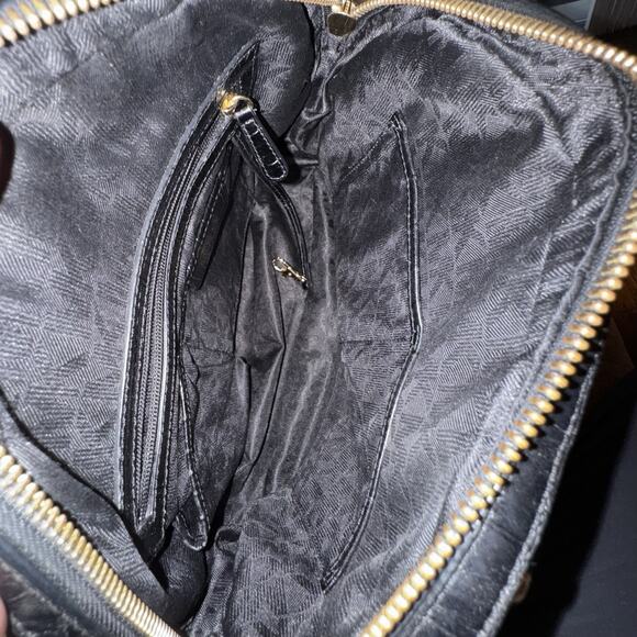 Michael Kors Smythe Small Dome Cross Stich Satchel Walnut Black - Picture 11 of 11